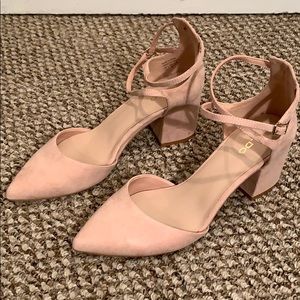 Pink suede heels